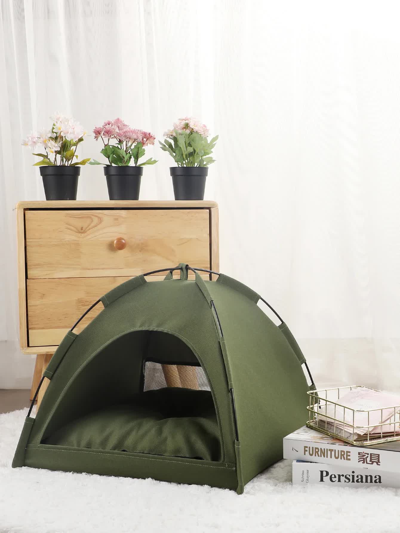 L Green Foldable Breathable Summer Pet Tent with Cooling Mat - Portable Outdoor and… image 5