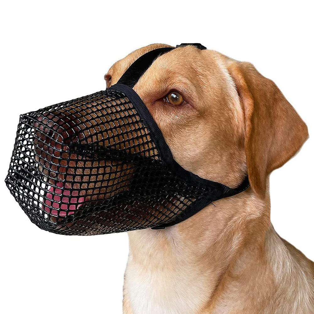 2 Pcs Size M Black Breathable Mesh Dog Muzzle - Anti-Barking