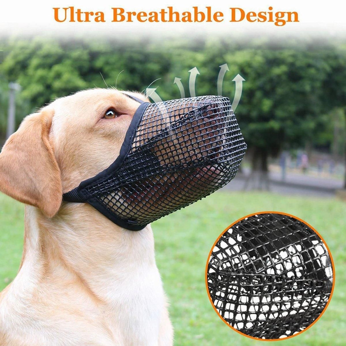 2PCS Adjustable Mesh Pet Dog Muzzle Mask Mouth Cover No Bite Strap Mouth Cover - Black-S image 12