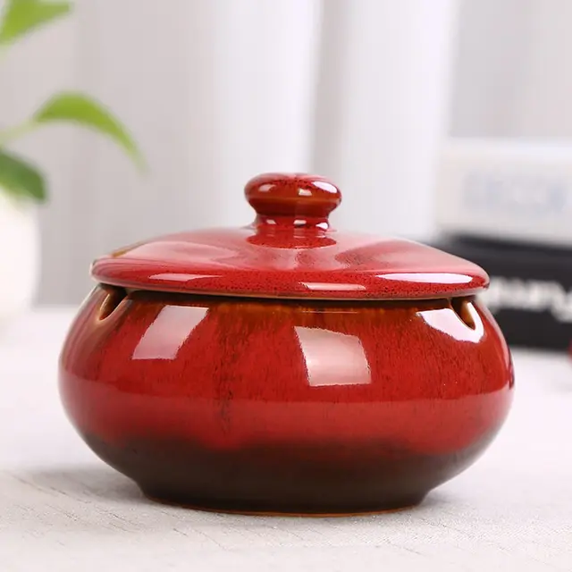 Ceramic Ashtray with Lid and Sink
