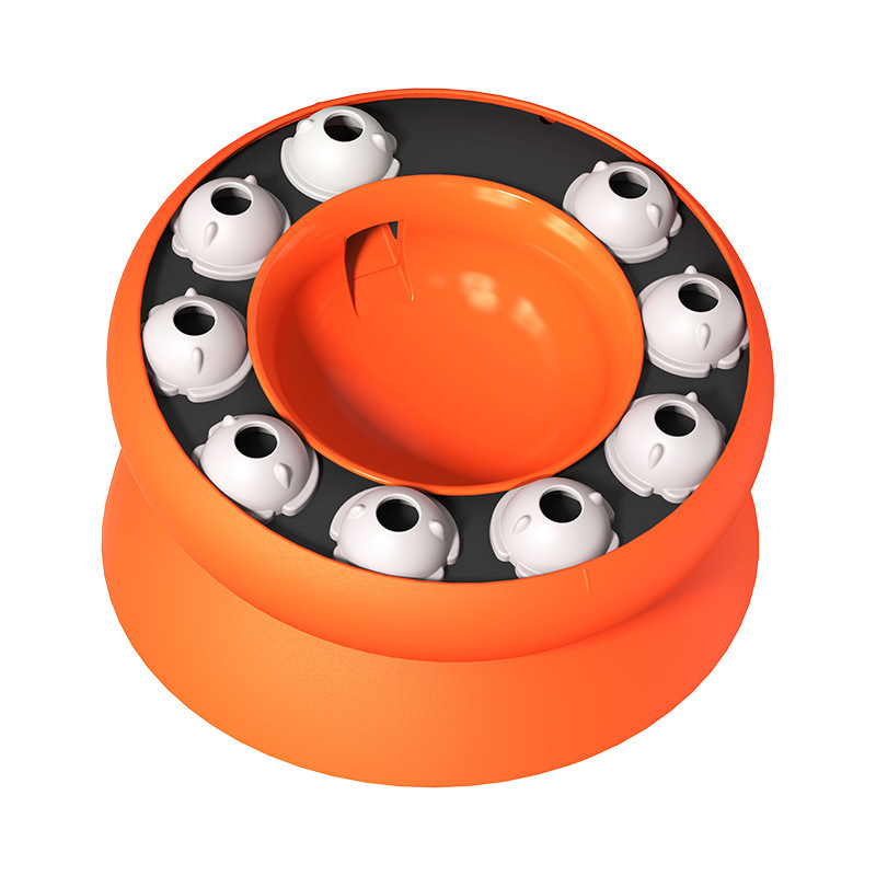 Orange Interactive Slow Feeder Cat Bowl - 15° Tilt Design image 2