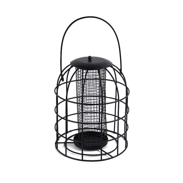 Iron Cage Bird Feeder Metal Bird Food Dispenser Hanging Feeding Column