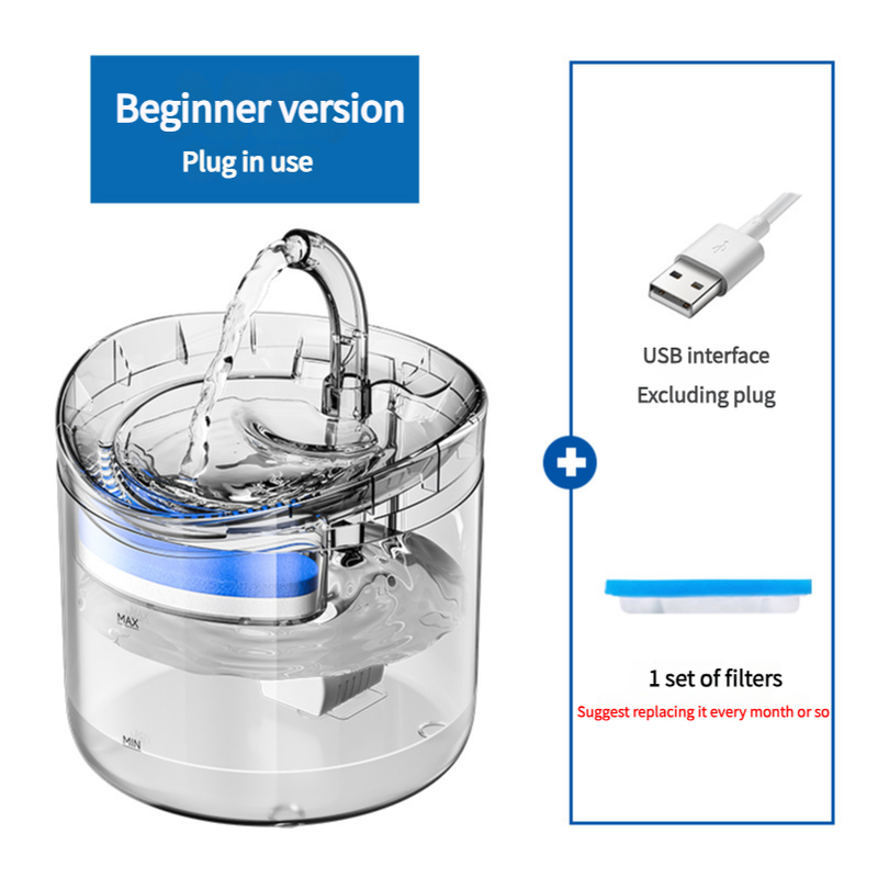 Beginner Version Pet Water Fountain with USB Interface (Excluding Plug) and Filter Set…