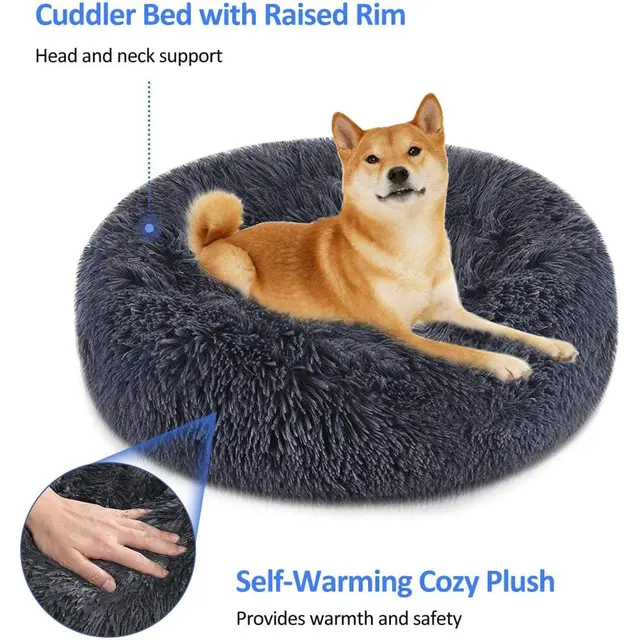 Soft Dog Bed Round Washable Plush Pet Kennel Cat Bed Mat Sofa Medium 60cm