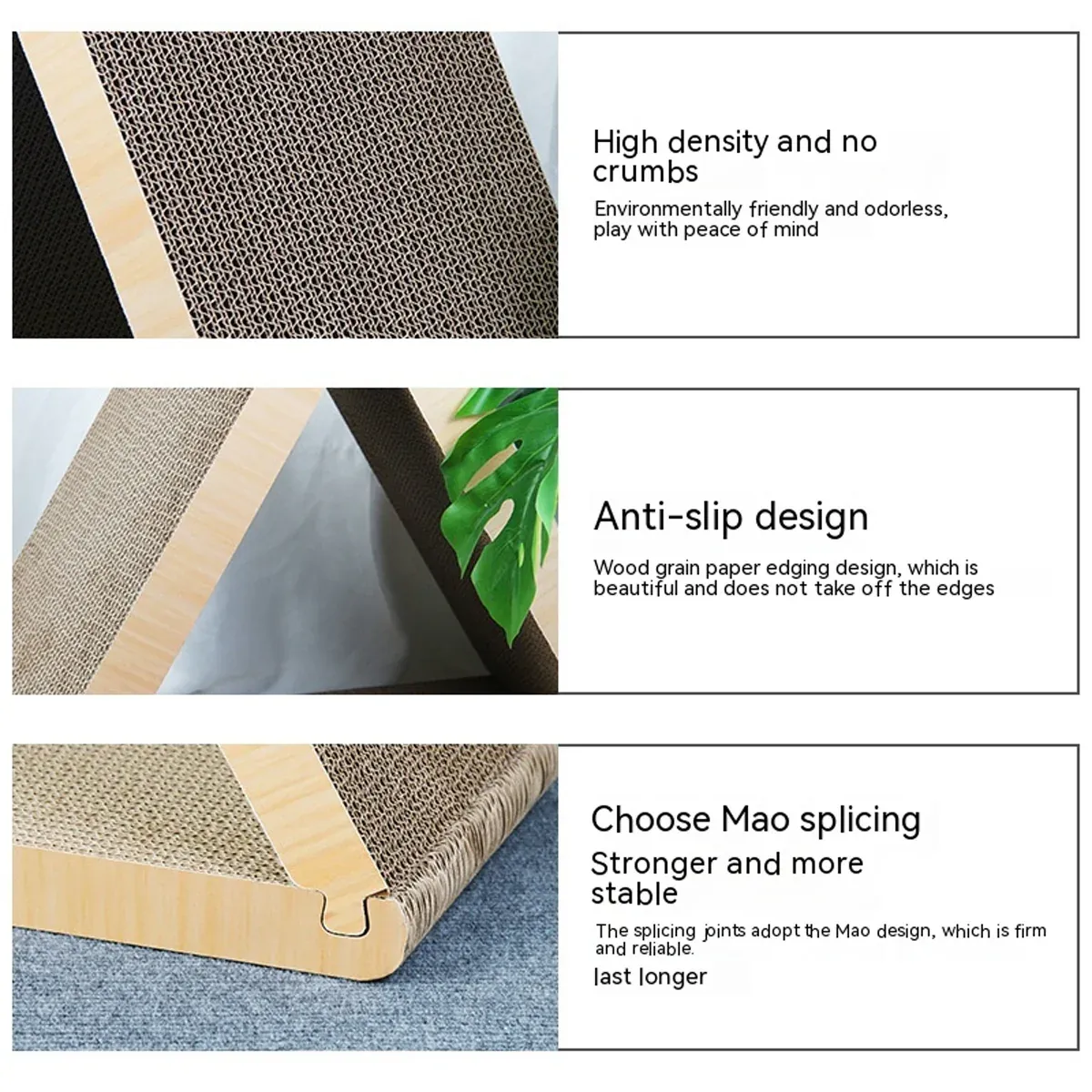 Triangular Cat Scratching Board Corrugated Paper Scratcher Pad Scraper Kitten image 6