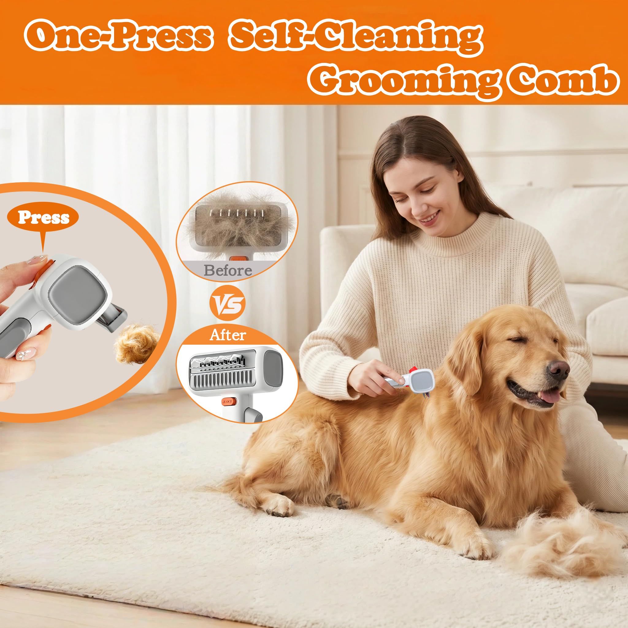 2-in-1 Dematting Comb for cats & Dogs, White image 3