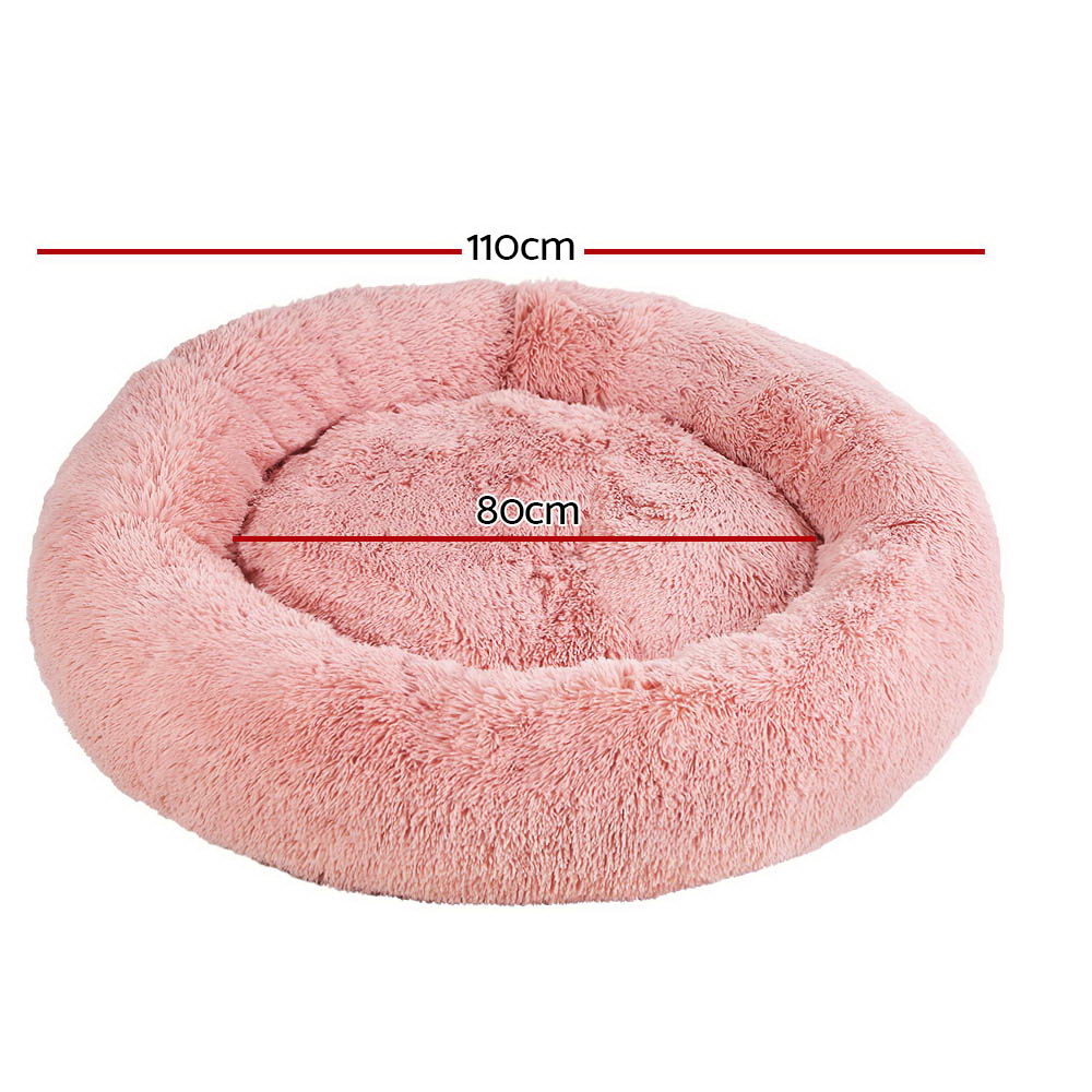 i.Pet Pet Bed Dog Cat 110cm Calming Extra Large Soft Plush Pink image 2