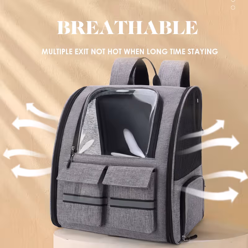 Blue Collapsible Pet Carrier Backpack with Trolley Sleeve image 4