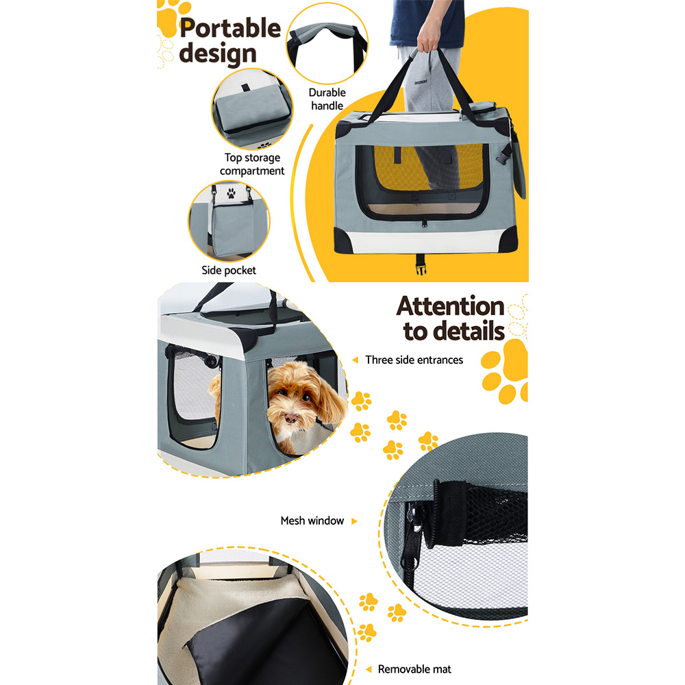 i.Pet Pet Carrier Soft Crate Dog Cat Travel 70x52CM Portable Foldable Car Large image 6