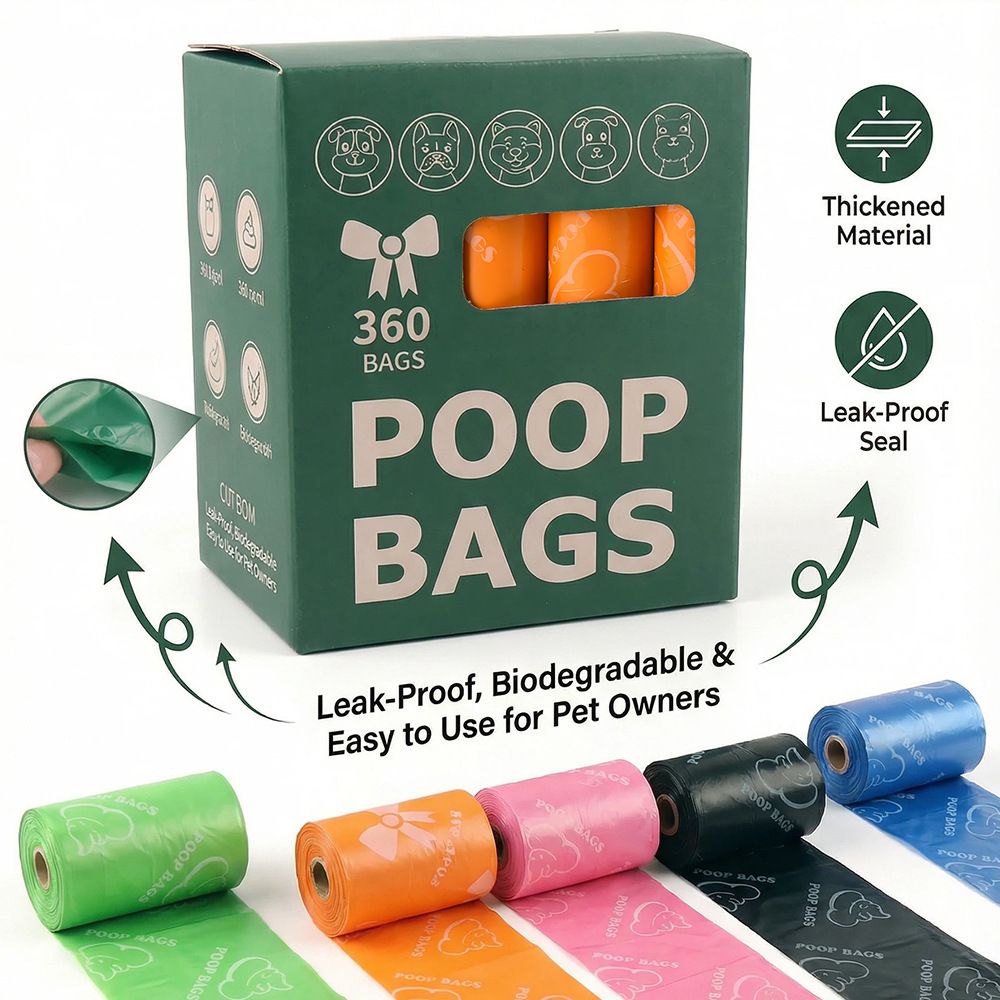 White Thickened Dog Poop Bags 180 Pack - 12 Rolls, 22 × 30cm image 3