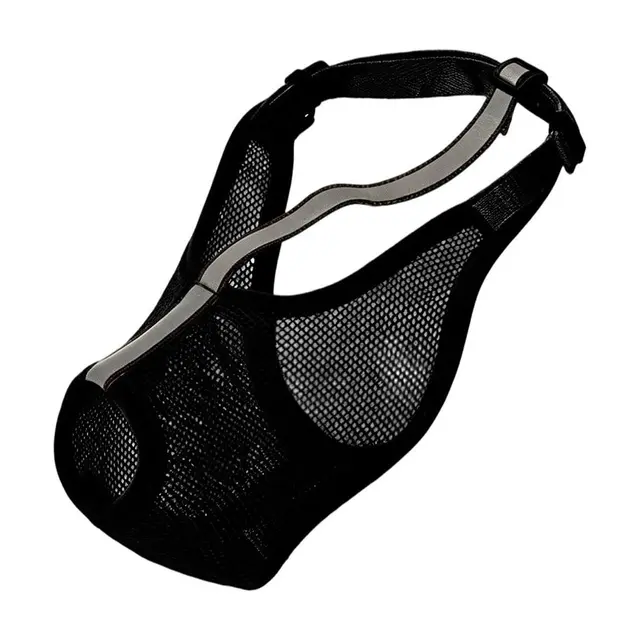 Mesh Dog Muzzle with Reflective Adjustable Strap, Gray
