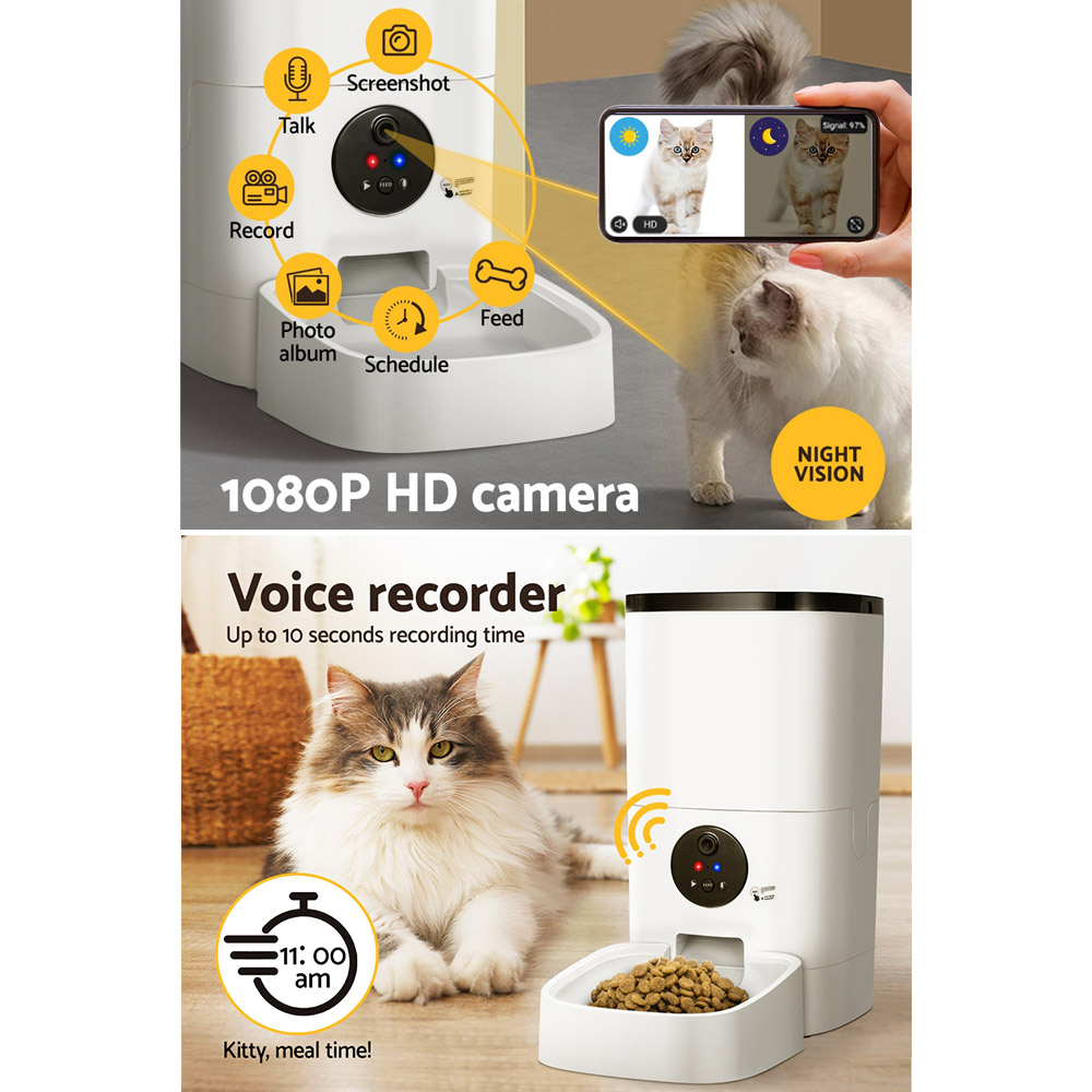 i.Pet Automatic Pet Feeder 6L Wifi Camera Dog Cat Smart Food Dispenser Timer image 6