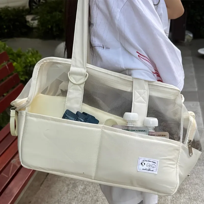 Cream Style Pet Tote Bag – Breathable Mesh, L image 5