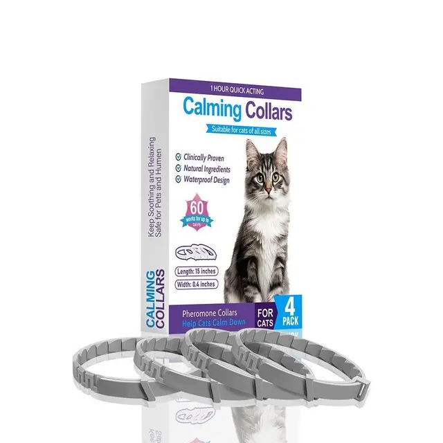 4 Pack Grey Cat Calming Collar 38cm